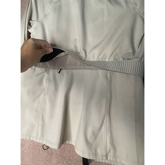 Fabletics Performance Zip Jacket Cream L/S Thumbhole Size Small - Picture 5 of 7